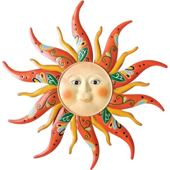 Metal Sun Wall Art Decor,17.3Inches Sun Face Garden Sculptures Statues Wall Art - Picture 1 of 6